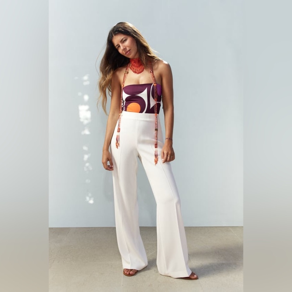 Zara Long Flowy Pants (white)